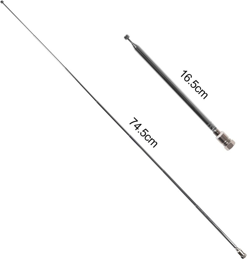 AEDIKO FM Telescopic Antenna 75 Ohm Indoor FM Radio Antenna F Type Male Plug Connector with 5pcs Converter for TV AM FM Radio Stereo Receiver - Image 2